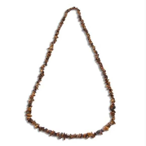 Tiger Eye Gemstone Chip Jewelry Lot - 3 Stretch Bracelets & Necklace Set | Boho - Picture 3 of 12